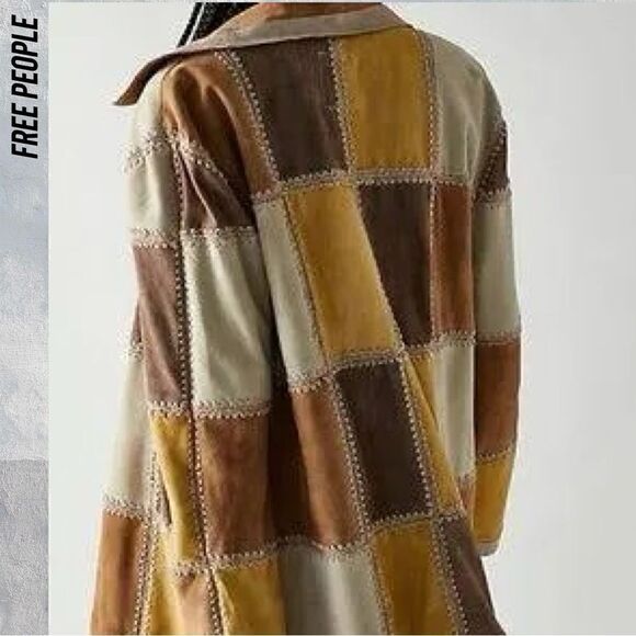 WE THE FREE EDIE CROCHET SUEDE LEATHER PATCHWORK JACKET NEW XL - Picture 7 of 10